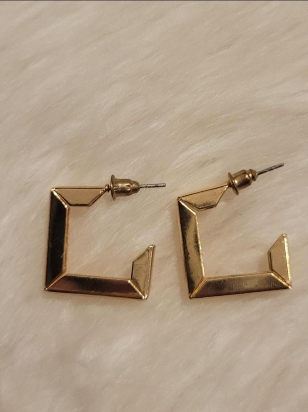 Gold Geometric Square Hoop Earrings - Women's Jewelry BNIB